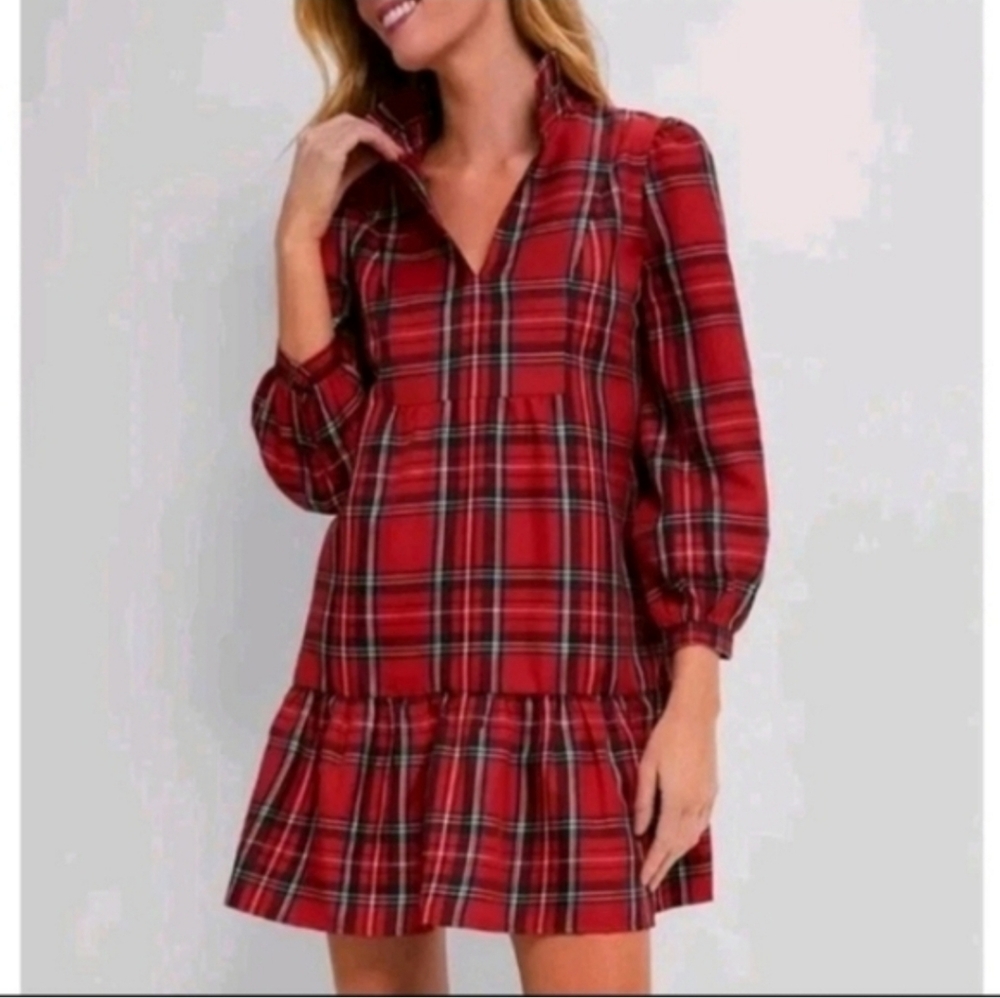 Tuckernuck Womens XS  Royal Stewart Tartan Palmerston Red Plaid Dress Holiday - Picture 2 of 14